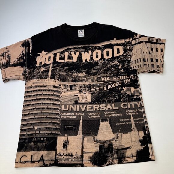 Vintage Novel Teez Shirt Men Extra Large Hollywood Rodeo All Over Print Core Ex - Picture 1 of 15
